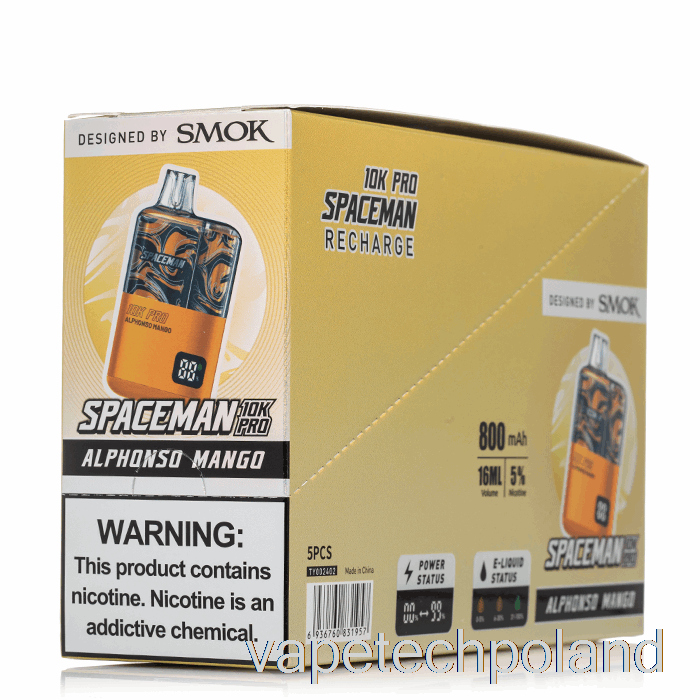 Jednorazowy Pojemnik Na Vape Spaceman 10k Pro (5 Szt.)